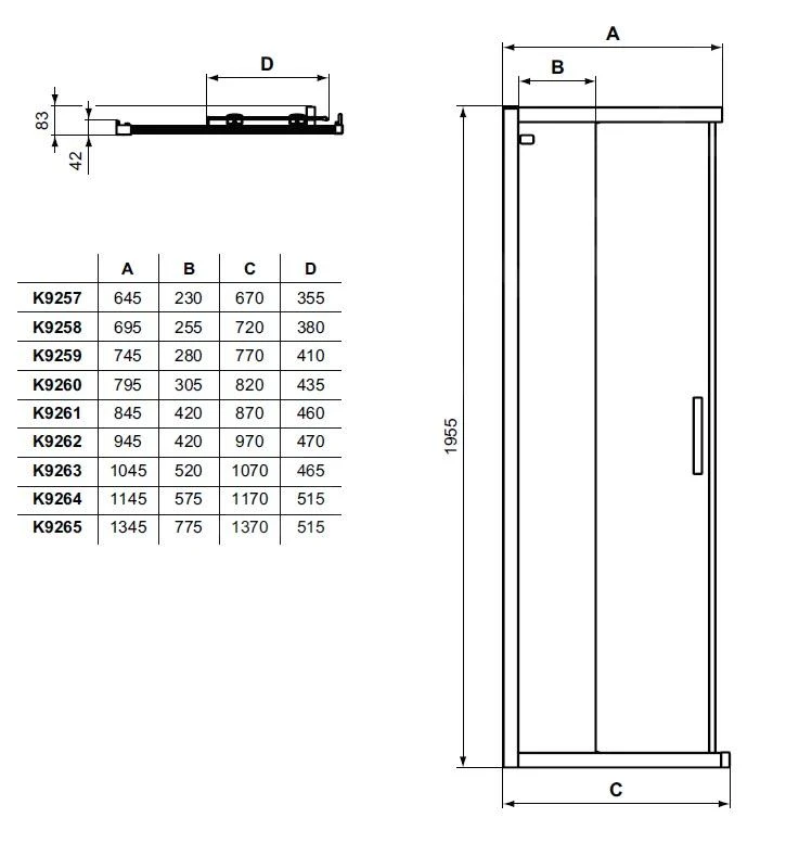 Ideal Standard Connect 2 - Schuifdeur, 2-delig, 1100 Mm, Silver Bright/helder Glas K9263EO 4 Ideal Standard Connect 2 - Schuifdeur, 2-delig, 1100 Mm, Silver Bright/helder Glas K9263EO - Afbeelding 2