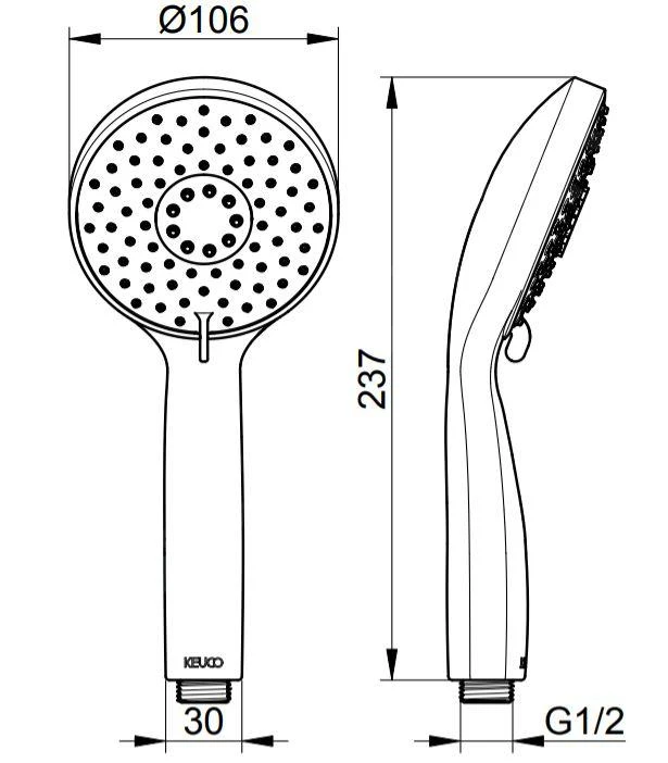 Keuco Elegance - Handdouche, 2 Straalsoorten, Chroom 51680010300 4 Keuco Elegance - Handdouche, 2 Straalsoorten, Chroom 51680010300 - Afbeelding 2