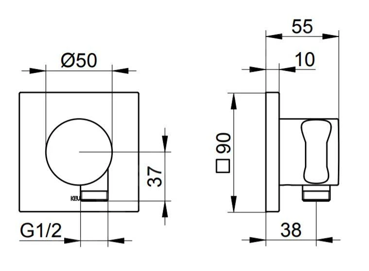 Keuco IXMO - Wandaansluitbocht Met Houder, Chroom 59592010002 4 Keuco IXMO - Wandaansluitbocht Met Houder, Chroom 59592010002 - Afbeelding 2