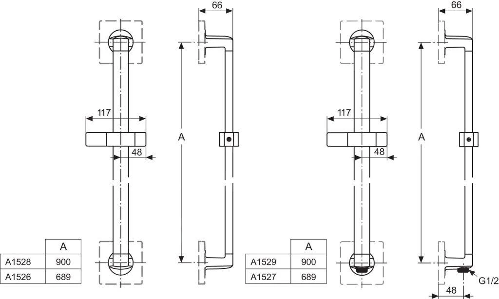 Ideal Standard Archimodule - Douchestang 600 Mm, Chroom A1526AA 4 Ideal Standard Archimodule - Douchestang 600 Mm, Chroom A1526AA - Afbeelding 2